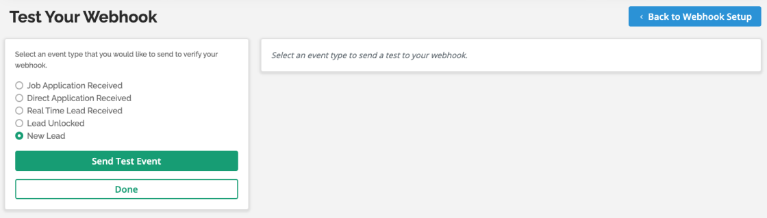Webhook test screenshot